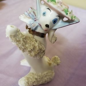 70 Yr Old Vintage Original Arnart Creation Japan MCM  White Porcelain Poodle GUC